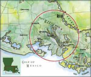 Bayou Pigeon, Atchafalaya Basin Map